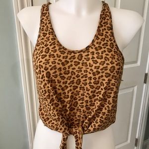 Leopard tank with tie at the waist